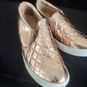 Rose gold wedge shoes
